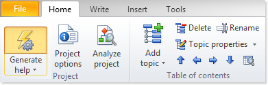 Generate documentation using the ribbon tab